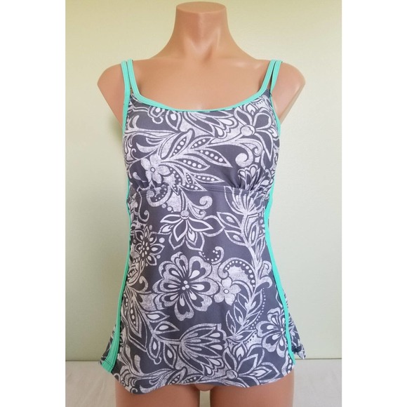 Go by Gossip floral gray double strap tankini top size M - Picture 1 of 4